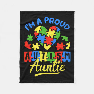Proud Autism Auntie Awareness Aunt Autistic Niece Fleece Blanket