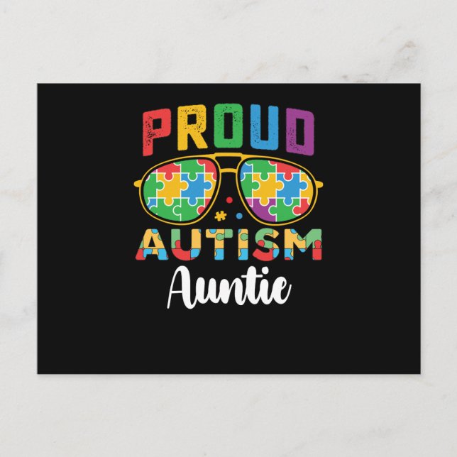 Proud Autism Auntie Awareness Postcard (Front)