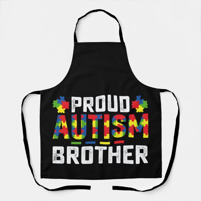 Proud Autism Brother Awareness Autistic Family Apron (Front)