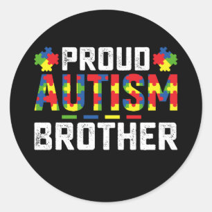Proud Autism Brother Awareness Autistic Family Classic Round Sticker