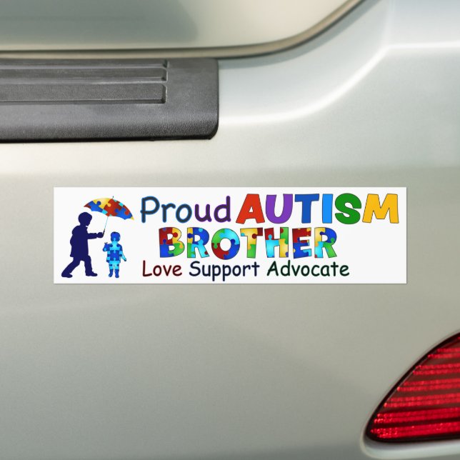 Proud Autism Brother Bumper Sticker (On Car)