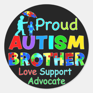 Proud Autism Brother Classic Round Sticker