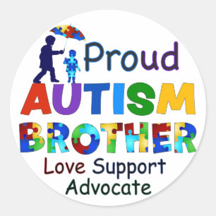 Proud Autism Brother Classic Round Sticker