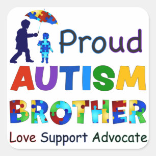 Proud Autism Brother Square Sticker