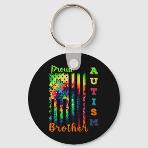 " Proud Autism Brother Tie-Dye Flag Autism Awarene Key Ring