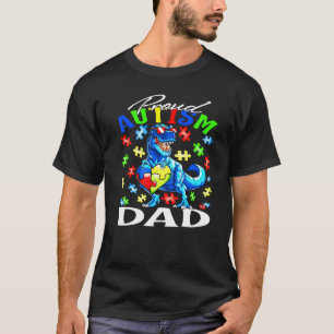 Proud Autism Dad Dinosaur Autism Awareness Premium T-Shirt