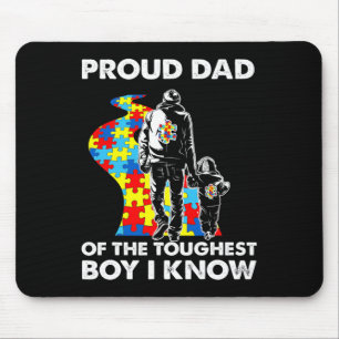 Proud Autism Dad-father And Son Autism Awareness  Mouse Pad