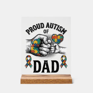 Proud Autism Dad Vintage Engraving Awareness Shirt Acrylic Sign