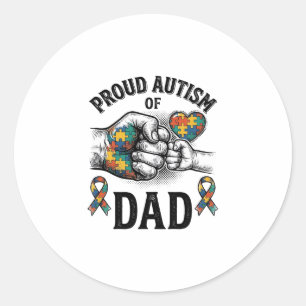 Proud Autism Dad Vintage Engraving Awareness Shirt Classic Round Sticker