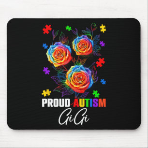 Proud Autism Gigi Rose Flowers And Puzzles Autism  Mouse Pad