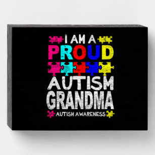 Proud Autism Grandma Autism Awareness Wooden Box Sign