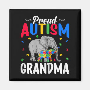 Proud Autism Grandma - Autistic Elephant Autism Aw Magnet