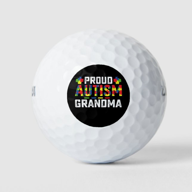 Proud Autism Grandma Awareness Autistic Family Golf Balls (Front)