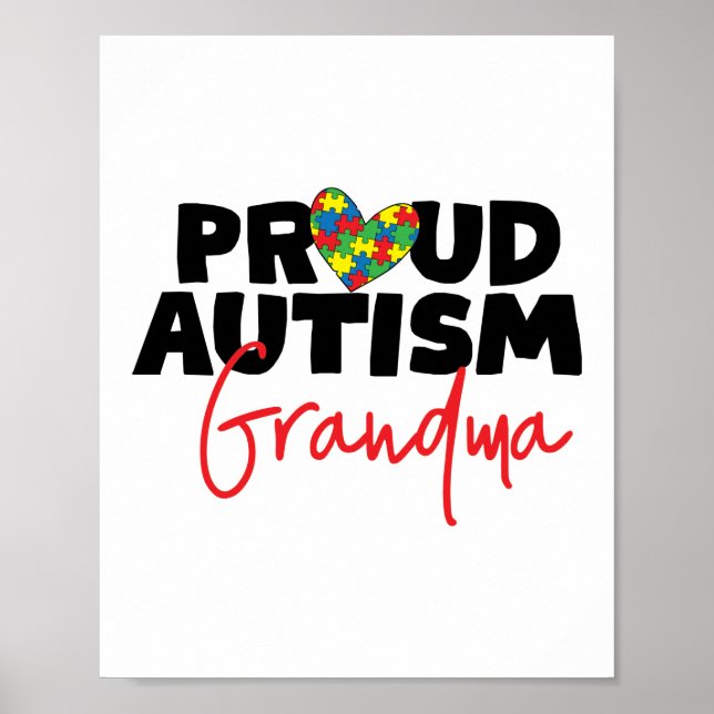 Proud Autism Grandma Awareness Puzzle Piece Poster (Front)