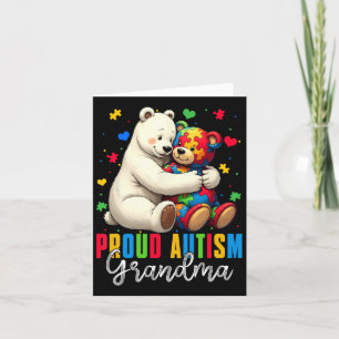 Proud Autism Grandma Bear Autism Awareness Son Dau Card