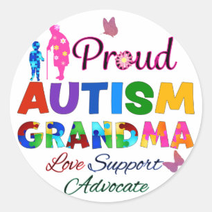 Proud Autism Grandma Classic Round Sticker