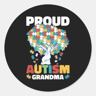 Proud Autism Grandma For Autism Classic Round Sticker