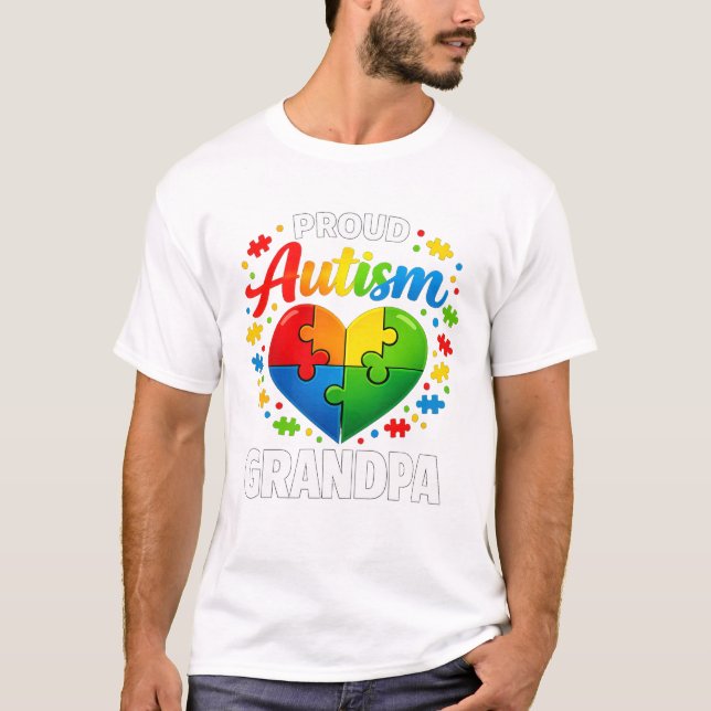 Proud Autism Grandpa Autism Awareness Grandfather  T-Shirt (Front)