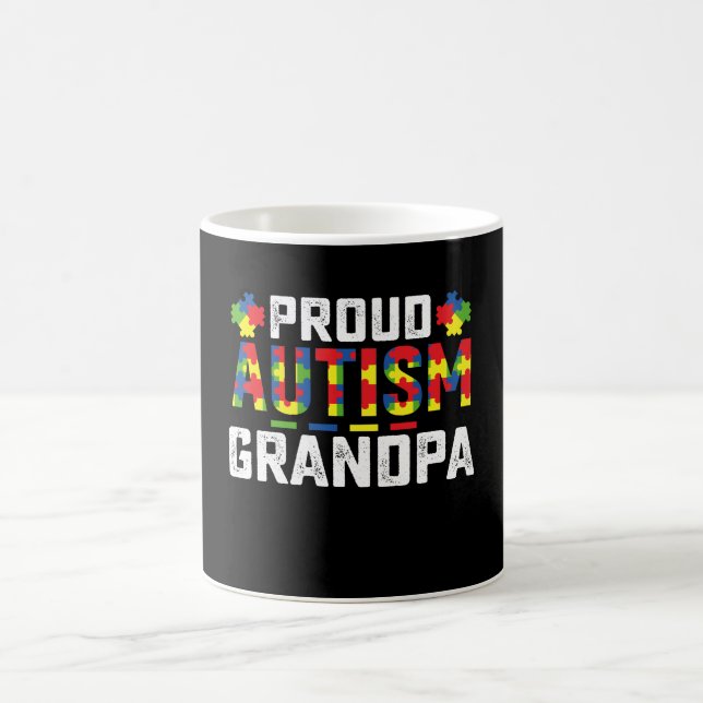 Proud Autism Grandpa Awareness Autistic Family Coffee Mug (Center)