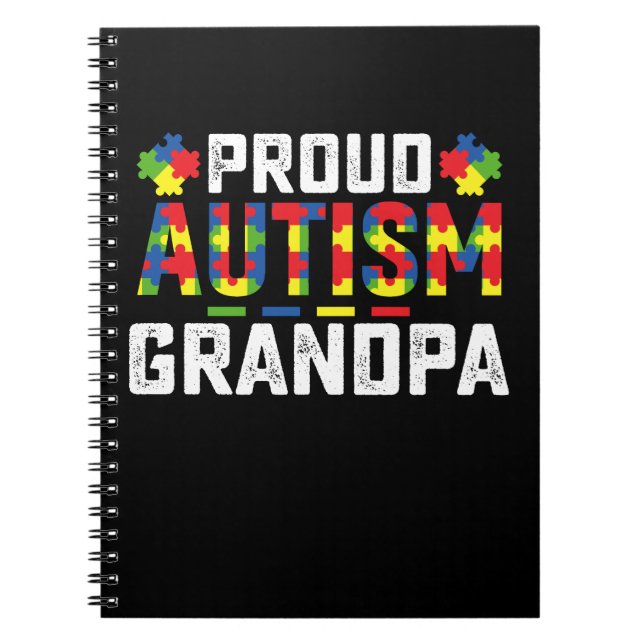 Proud Autism Grandpa Awareness Autistic Family Notebook (Front)