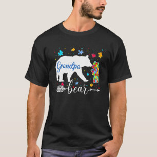 Proud Autism Grandpa Bear Puzzle Autism Awareness T-Shirt