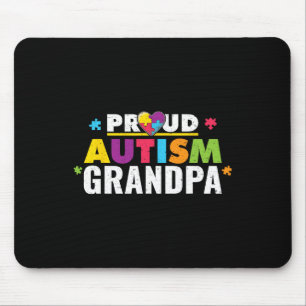 Proud Autism Grandpa Ribbon Puzzle Piece Mouse Pad
