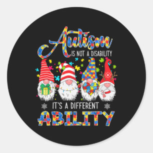 Proud Autism It's A Different Ability Three Xmas G Classic Round Sticker
