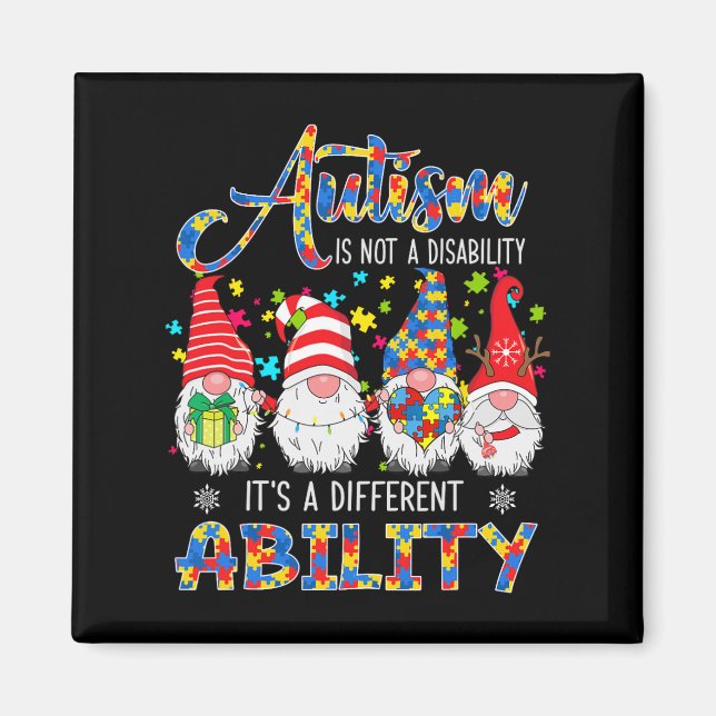 Proud Autism It's A Different Ability Three Xmas G Magnet (Front)