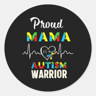 Proud Autism Mama Autism Awareness Warrior Classic Round Sticker