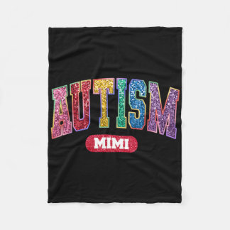 Proud Autism Mimi Autism Awareness Month Family Ma Fleece Blanket