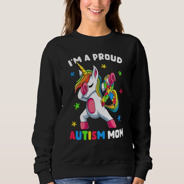 Proud Autism Mom Dab Dance Women's Dabbing Unicorn Sweatshirt (Front)