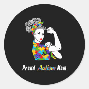 Proud Autism Mom World Autism Awareness Day Month Classic Round Sticker