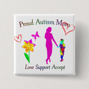 Proud Autism Mum 15 Cm Square Badge