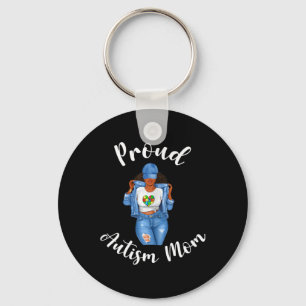 Proud Autism Mum African American Black Mum Woman Key Ring