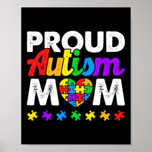 Proud Autism Mum Autism Awareness Acceptance Colou Poster