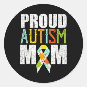 Proud Autism Mum Autism Awareness Vintage Classic Round Sticker