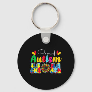 Proud Autism Mum Awareness Sunflower Key Ring