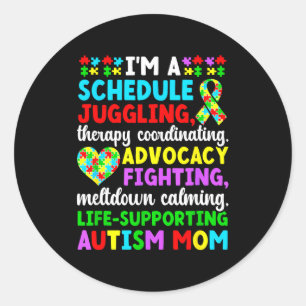 Proud autism mum definition autism warrior mother classic round sticker