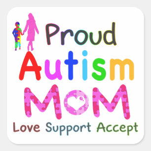 Proud Autism Mum Square Sticker