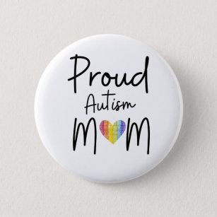 Proud Autism Rainbow Puzzle Piece Mum T-Shirt 6 Cm Round Badge