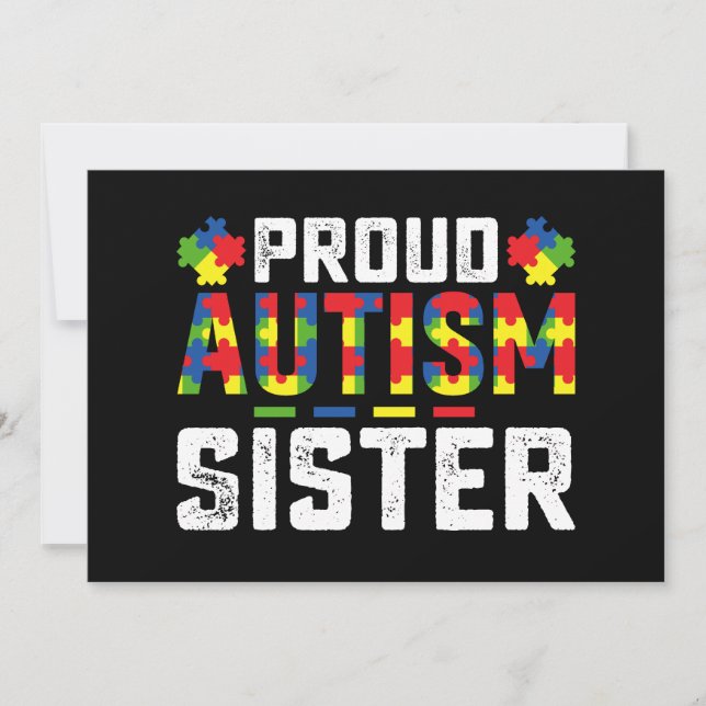 Proud Autism Sister Awareness Autistic Family Invitation (Front)