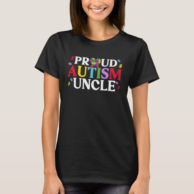 Proud Autism Uncle Matching Family Autism Awarenes T-Shirt (Front)