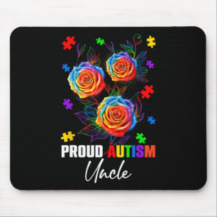 Proud Autism Uncle Rose Flowers And Puzzles Autism Mouse Pad