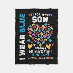 Proud Autistic Dad, I Wear Blue for my Son Autism  Fleece Blanket