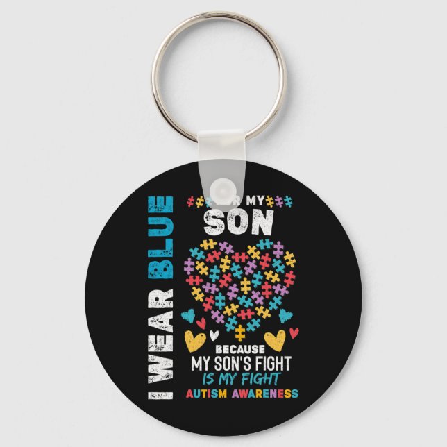 Proud Autistic Dad  Key Ring (Front)