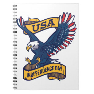 Proud Bald Eagle 4th of July Day Notebook