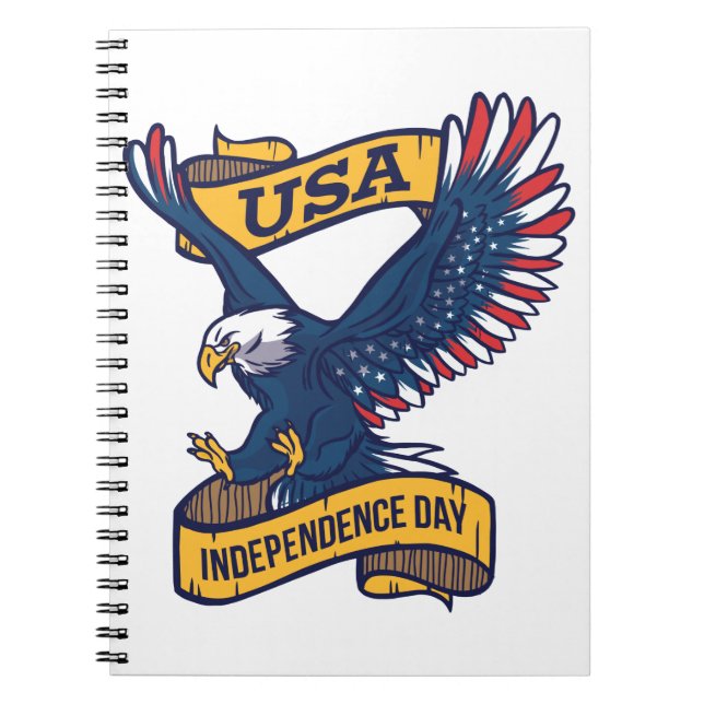 Proud Bald Eagle 4th of July Day Notebook (Front)