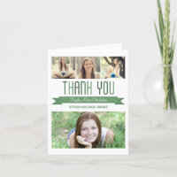 Proud Banner Graduation Thank You Card - Green