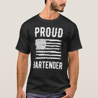 Proud Bartender Profession American Flag T-Shirt