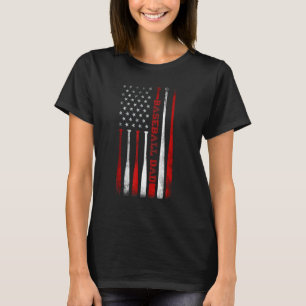 Proud Baseball Dad American Flag Fathers day T-Shirt